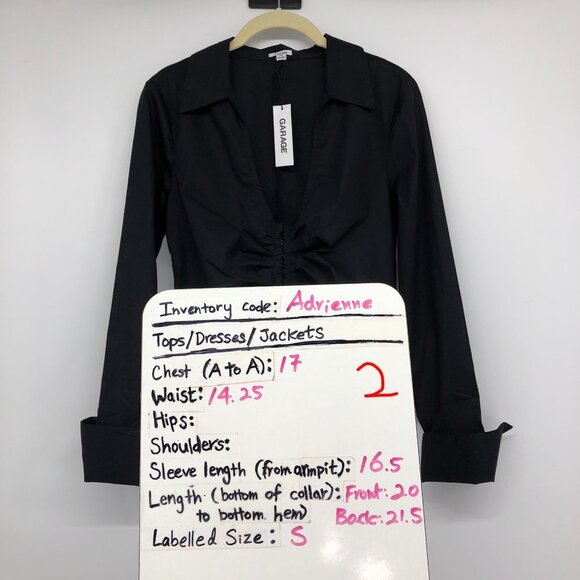 NWT Garage Black Alina Flyaway Hook & Eye Long Sleeve Top size S - Picture 14 of 15